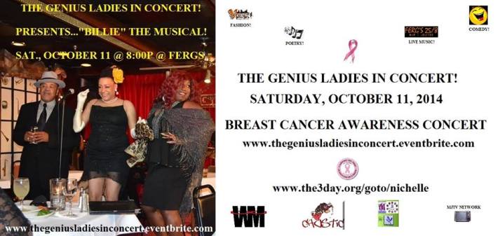 We are offering vending and playbill ad space for our concert Saturday, October 11 @ Ferg's Lounge in East Point, GA. www.thegeniusladiesinconcert.eventbrite.com 
